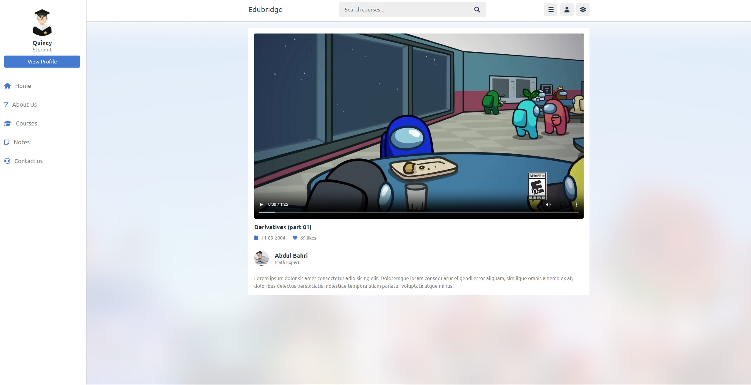 EduBridge Watch Video page